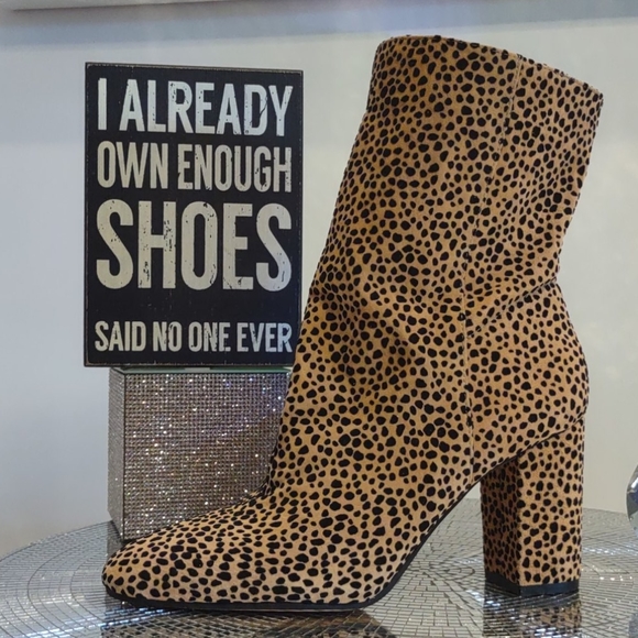 Jessica Simpson Spotted Leopard Animal Print Boots KAELIN High Heel Spring 6.5